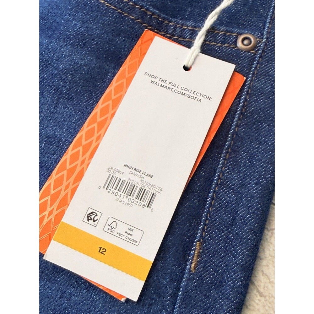 Sofia Jeans by Sofia Vergara High Rise Flare Dark Wash Blue Denim Jeans Size 12 - Picture 12 of 12